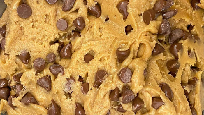 An image of chocolate chip cookie dough.
